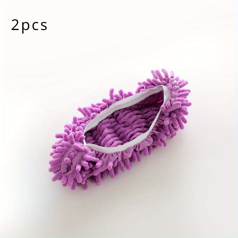 TEMU 2pcs Lazy Mop Slippers Reusable Detachable Washable Chenille Dust Mop Shoes Cover For Floor Cleaning No Electricity Household Cleaning Tool For Living Room Bedroom