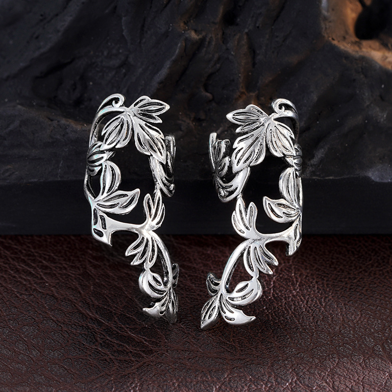 TEMU 1 Pair Of Elegant Silver-plated Bohemian -on Earrings - No Piercing Ear Clips, Suitable For