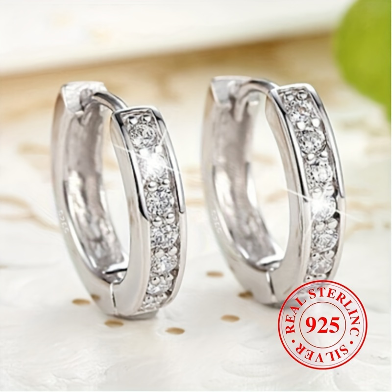 

925 Sterling Silver Hypoallergenic Hoop Earrings Embellished With Zircon Elegant Luxury Style For Women Engagement Wedding Earrings