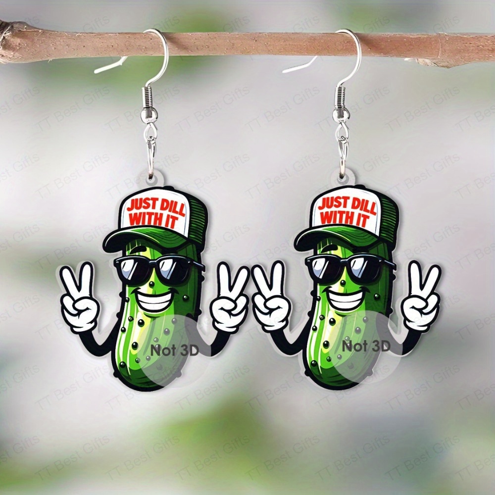 

Just Dill With It" Funny Pickle Acrylic Earrings - Cute & Simple Style, Alloy Posts, Perfect Gift For Women Earrings For Women Jewelry For Women