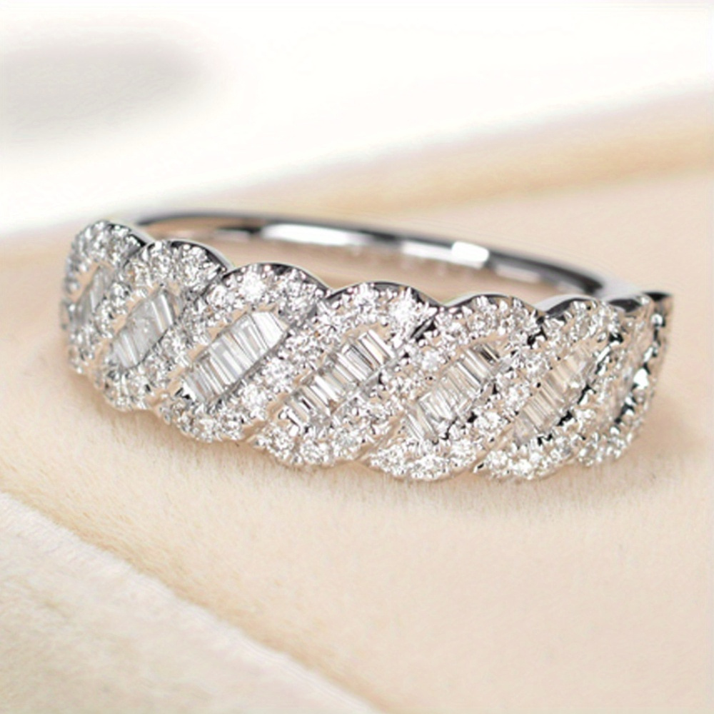 TEMU A Single Sparkling Twist Channel Wide Zirconia Ring For Men And Women, Perfect For Weddings, Engagements, , Anniversaries, Or As A Birthstone