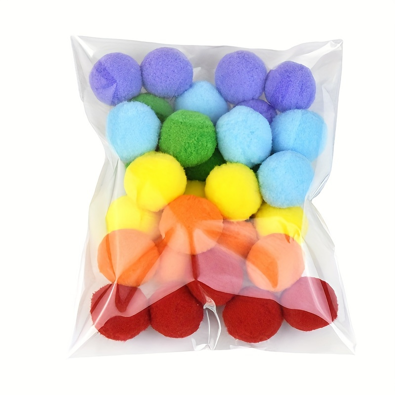 Yuanchu 30Pcs Cat Ball Toy, Soft Cat Pom Pom Balls Interactive Mix Color Plush Toy Ball