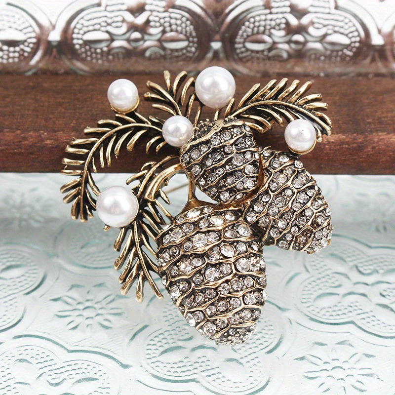 retro medieval western court   tree brooch with pearl accents adorable plant shaped jewelry for women details 0