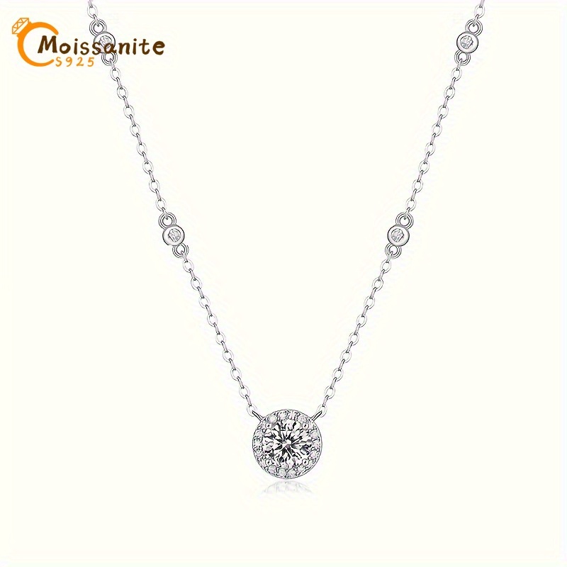 

Moissanite Pendant Necklaces, 925 Sterling Silver, 1 Carat D Color Vvs1 Lab Created Diamond, Women's Fashion Necklace Engagement Wedding Confession Anniversary Gift For Friends, Lovers And Family