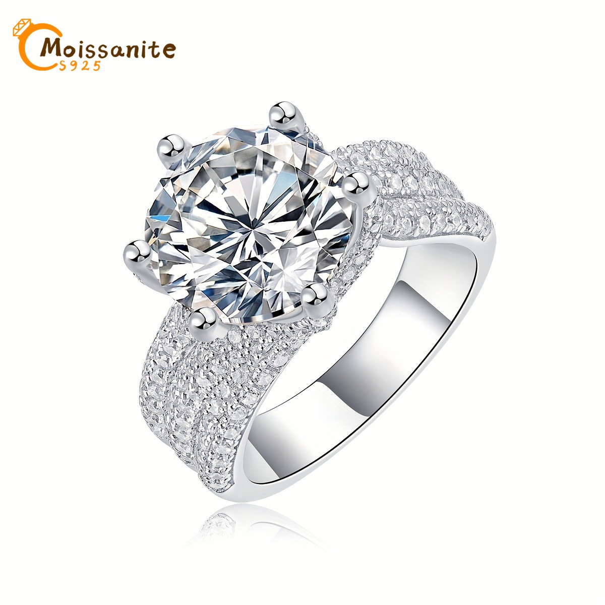 

Exquisite 5ct Moissanite Luxury Ring, 925 Sterling Silver, Engagement Proposal Party Wear Finger Ring For Women Ladies Girls