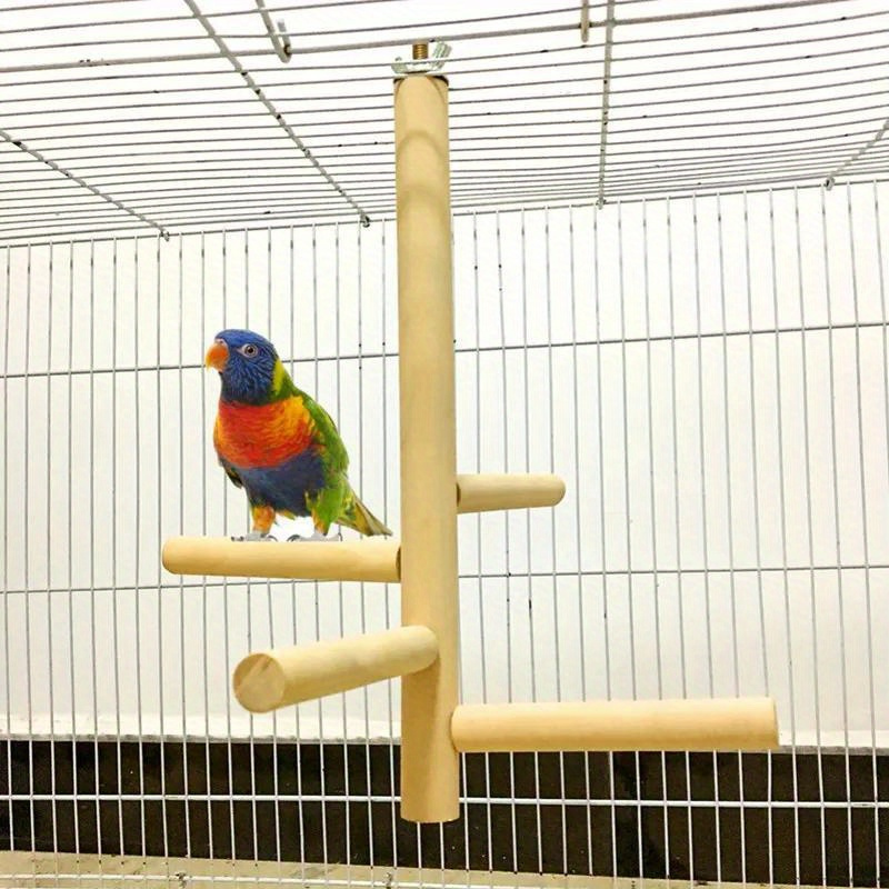 Image of Single Unit Of A Four-tier Rotating Ladder Toy For Birds, Made Wood, Designed As A Cage Accessory For Parrots To Swing And Exercise