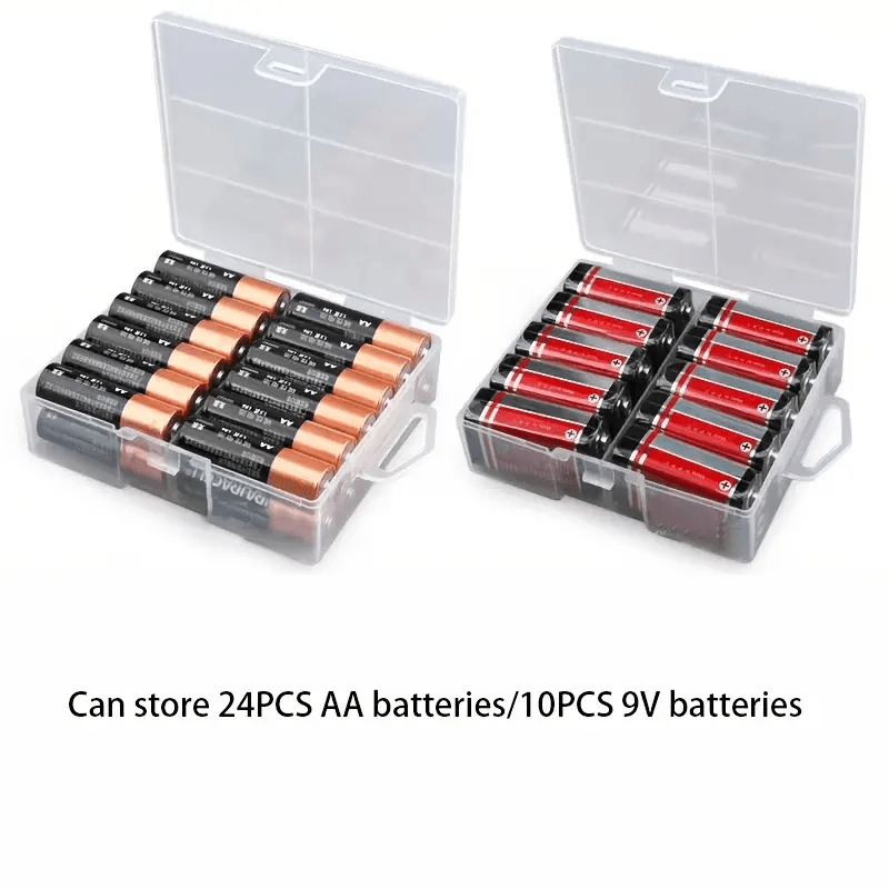 Versatile Battery Storage Case - Holds 24 Aa Or Aaa Batteries, Transparent Organizer With Converter & Adapter For Home And Outdoor Emergencies Portable Charger Batteries All Sizes