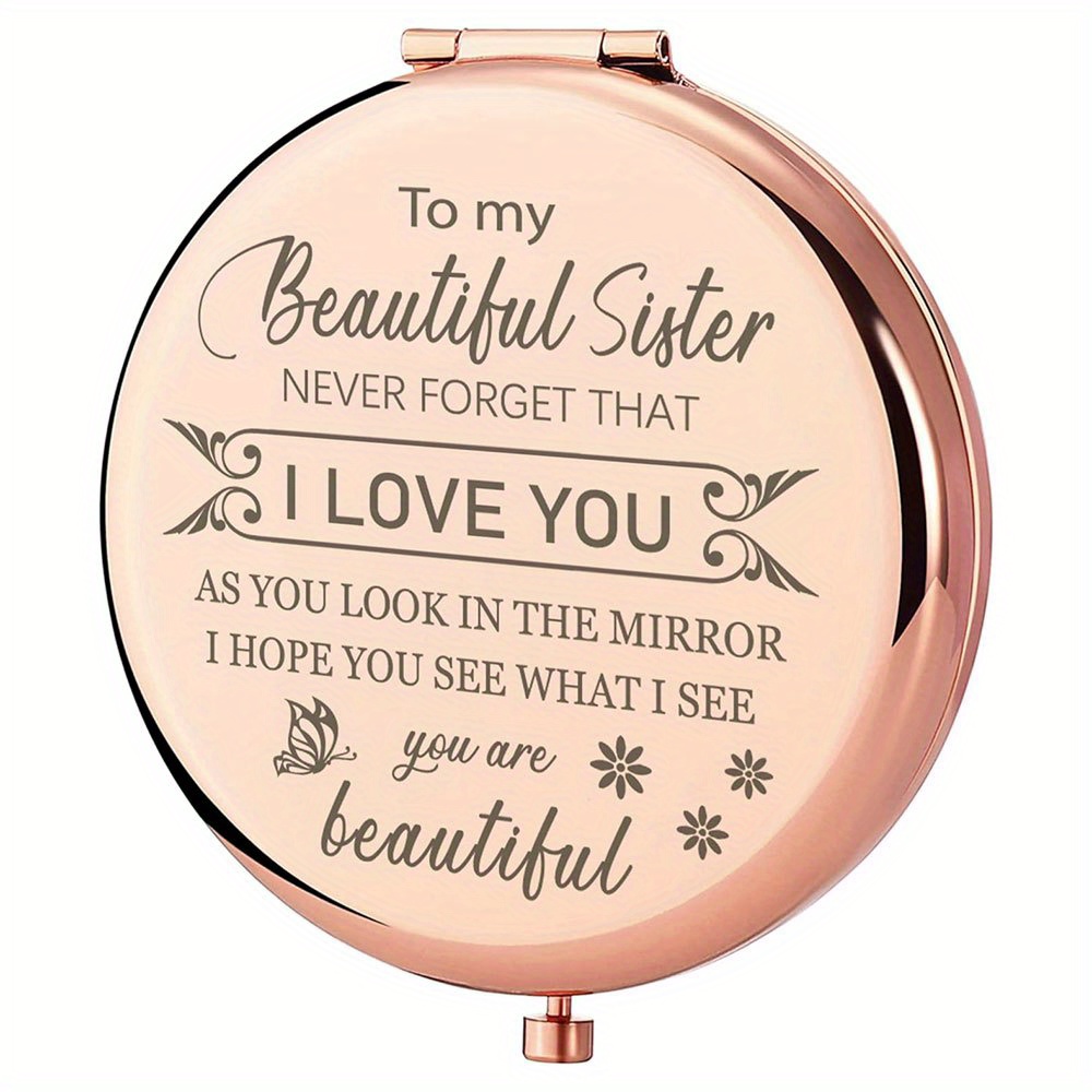 

Compact Mirror Gifts From Sister, Rose Golden Compact Mirror For Big/litter Sister, Birthday Gifts For Sister Graduation, Valentine, Mothers Day, Thanksgiving