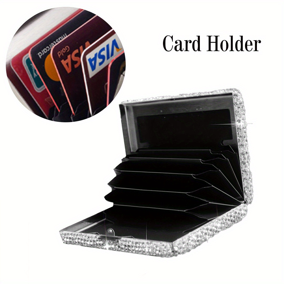 

Elegant Diamond-studded Stainless Steel Credit Card Holder - Sleek, Anti-magnetic Organ Case For Business & Fashion Accessories