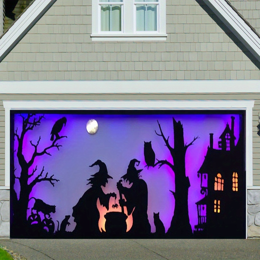 

Halloween Garage Door Banner: Durable Polyester Material, Witch Soup Design, Suitable For Entrances And Festivals, No Feathers, Hanging Installation, Perfect For Fall Decor