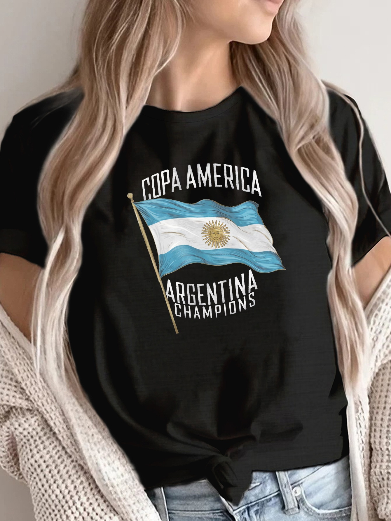 camiseta mujer algodón puro américa argentina Temu