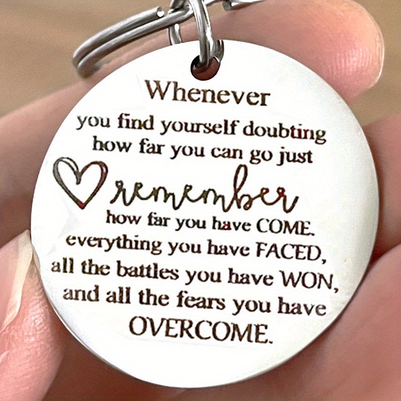 

Stainless Steel Inspirational Keychain – 1pc Motivational Keyring With Encouraging Words, Street-style Stay Strong Keyring For Women And Men, Perfect For Awareness And Support Gifts