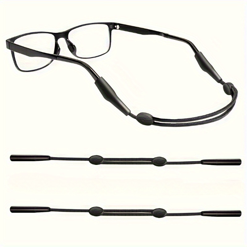 

2 Pieces Adjustable Glasses Straps: Silicone Anti-slip Eyewear Retainers, Stretchable From 9in To 13.7in, Suitable For Men And Women, Black