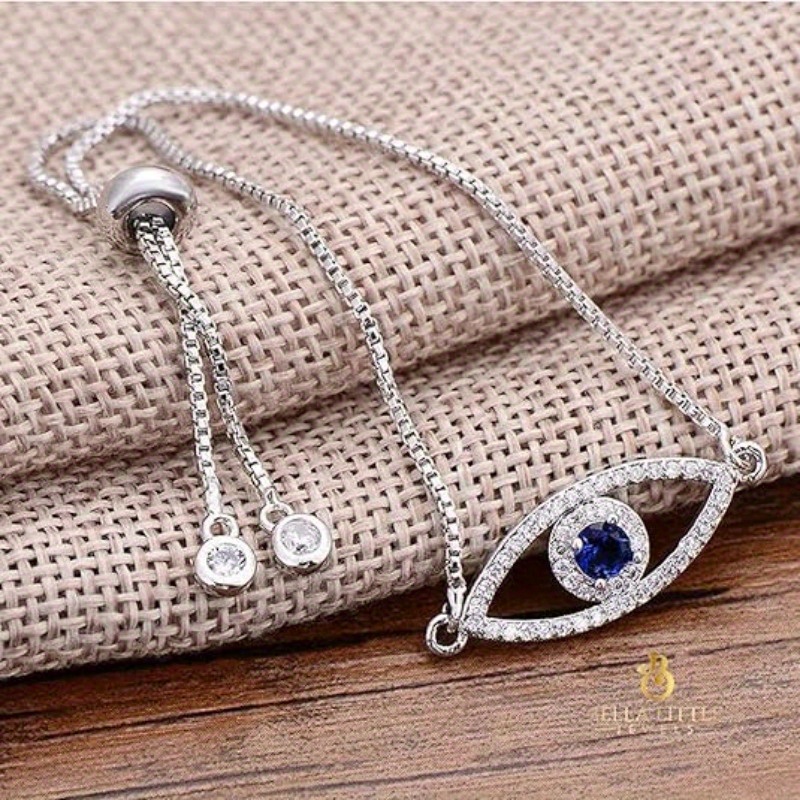 

Moissanite Evil Eye Bracelets String Bracelet, 925 Silver Bracelet Tiger Eye Bracelet For Women Men, Adjustable Evil Eye Charm Bracelet Protection Luck Gifts