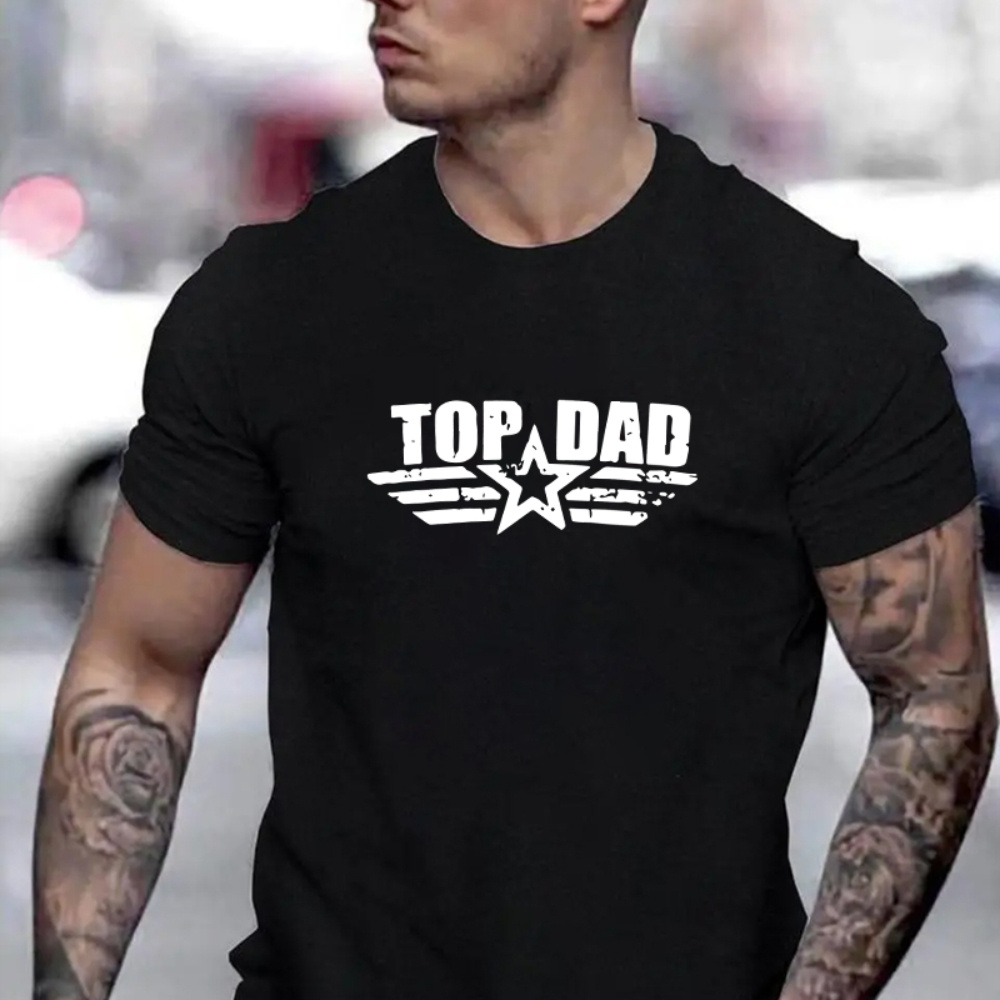 

Top Dad Printed Men's Short-sleeve T-shirt, Worn In Summer, Polyester Material Comfortable And Breathable