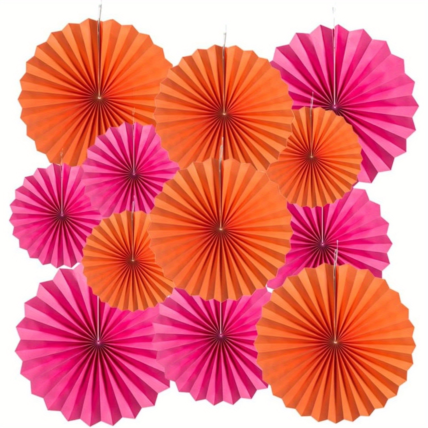 

12 éventails décoratifs en , rose vif et orange, pour , Thanksgiving, les baby showers, les remises de diplômes et les fêtes d'anniversaire - Convient aux 14 ans et plus