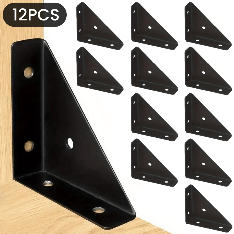 

12pcs Heavy-duty Steel Angle Braces - Rust-resistant, 90° Support For Furniture & Shelving