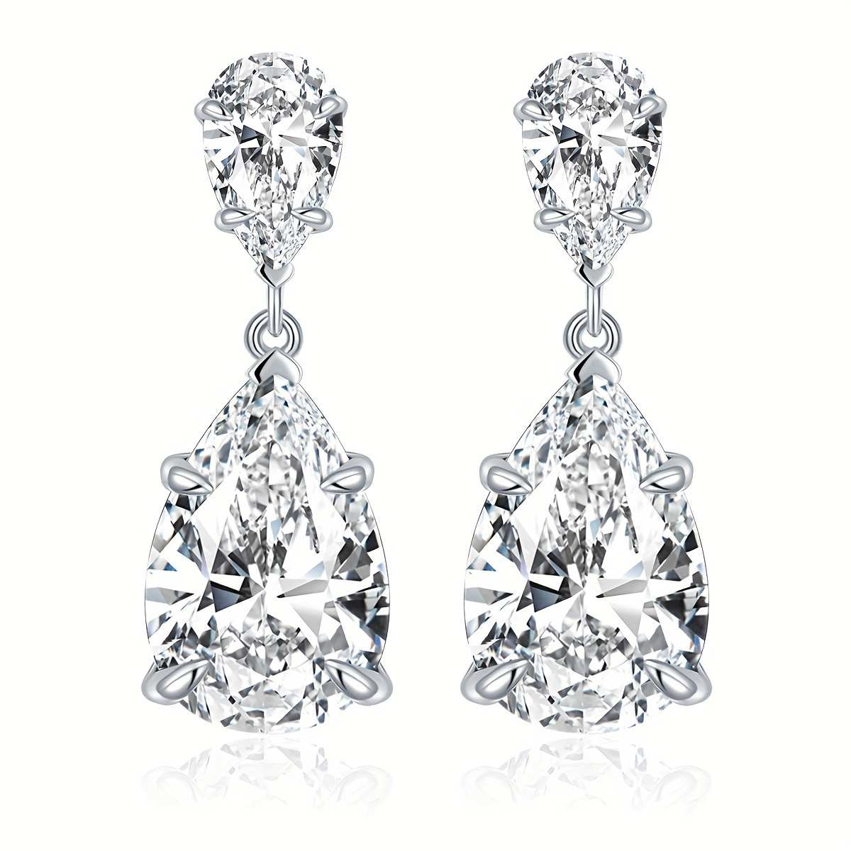 TEMU Extra Large Pear-shaped Moissanite Stud Earrings, S925 With 18k Golden Plated Moissanite Luxury Stud Earrays, Jewelry Gifts For Women Gilrs Ladies