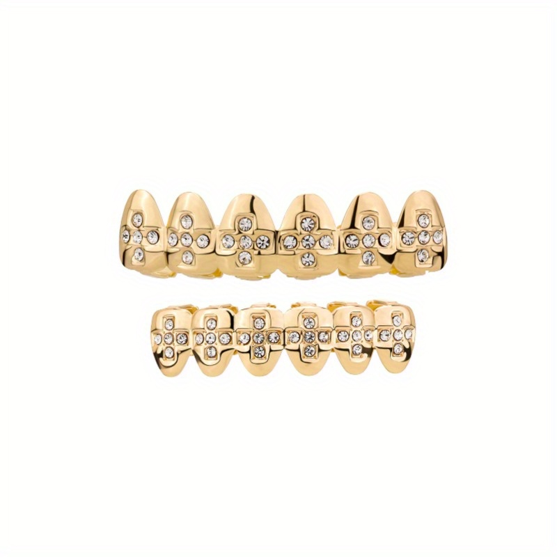 

2pcs Silvery Hip-hop Teeth Grillz - Stainless Steel, Perfect For Rappers & Fashion Enthusiasts