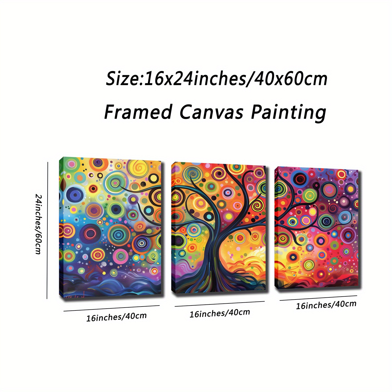TEMU Conjunto de 3 Piezas de Pintura en Creativa enmarcada, Póster de Pared de Diversas Formas Coloridas de Hojas de Árbol Grande, de Pared en ,