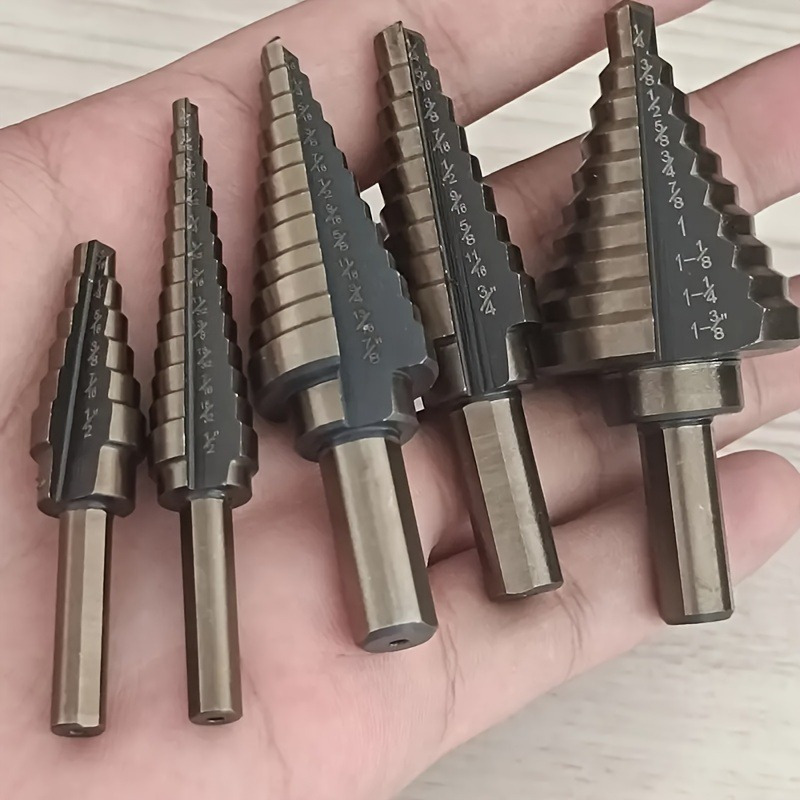 Conjunto de 5 peças de brocas de aço rápido de cobalto - Revestimento de , 50 tamanhos, redonda detalhes 1
