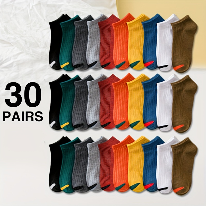 

10/20/30 Pairs Womens Colorblock Ankle Socks - Ultra-soft, Lightweight & Breathable - Fashionable Low Cut Designs - Assorted Colors For Everyday Comfort
