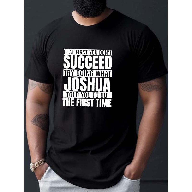 

Joshua Suggestion Print Men's Crew Neck Short Sleeve T-shirt, Fashion Tees, Casual Comfortable Versatile Top For Summer