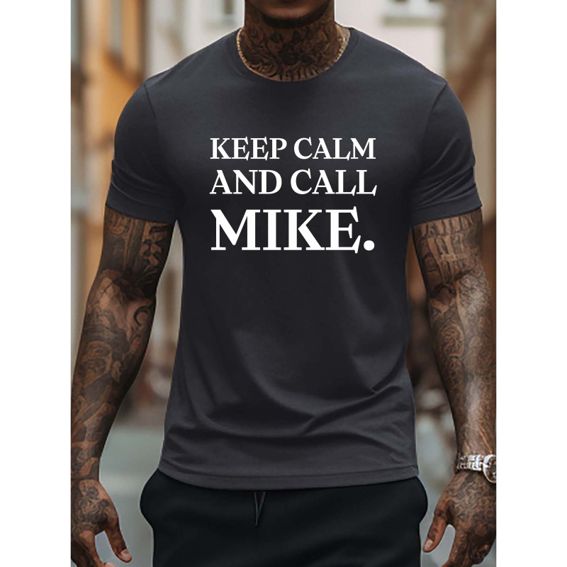 

Plus Size Men's Summer T-shirt, Calm Mike Graphic Print Short Sleeve Tees, Trendy Casual Tops For Daily Life, Big & Tall