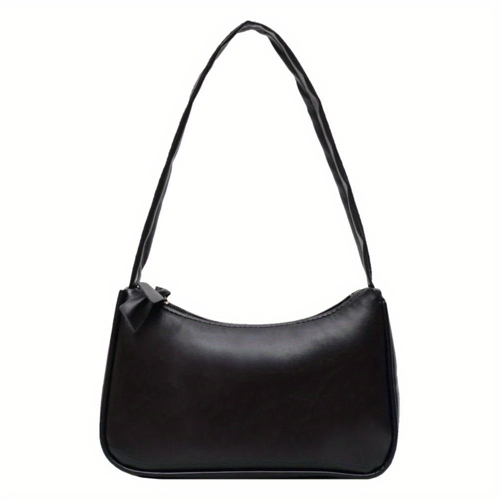 Image of Bow Handbag As Single Forearm Bag For Females, Pu Baguette Bag.