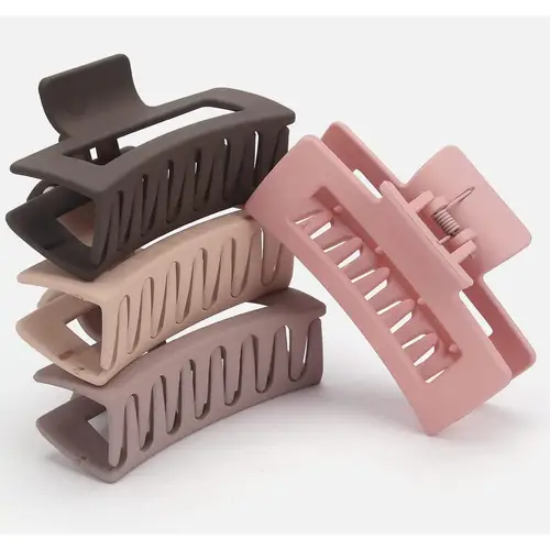 4pcs elegant acrylic hair claw clips in classic solid colors large rectangular non for thick long hair ideal for daily wear special occasions styling clips durable hair grips hair clips