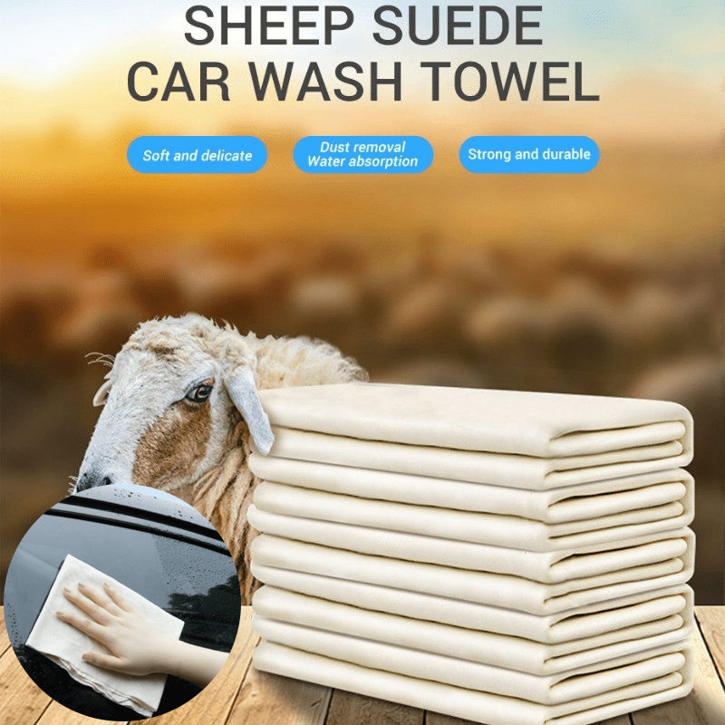 

Ultra-absorbent Genuine Sheepskin Car Wash Towel - Soft, Quick-dry Suede Cloth For & Home Cleaning