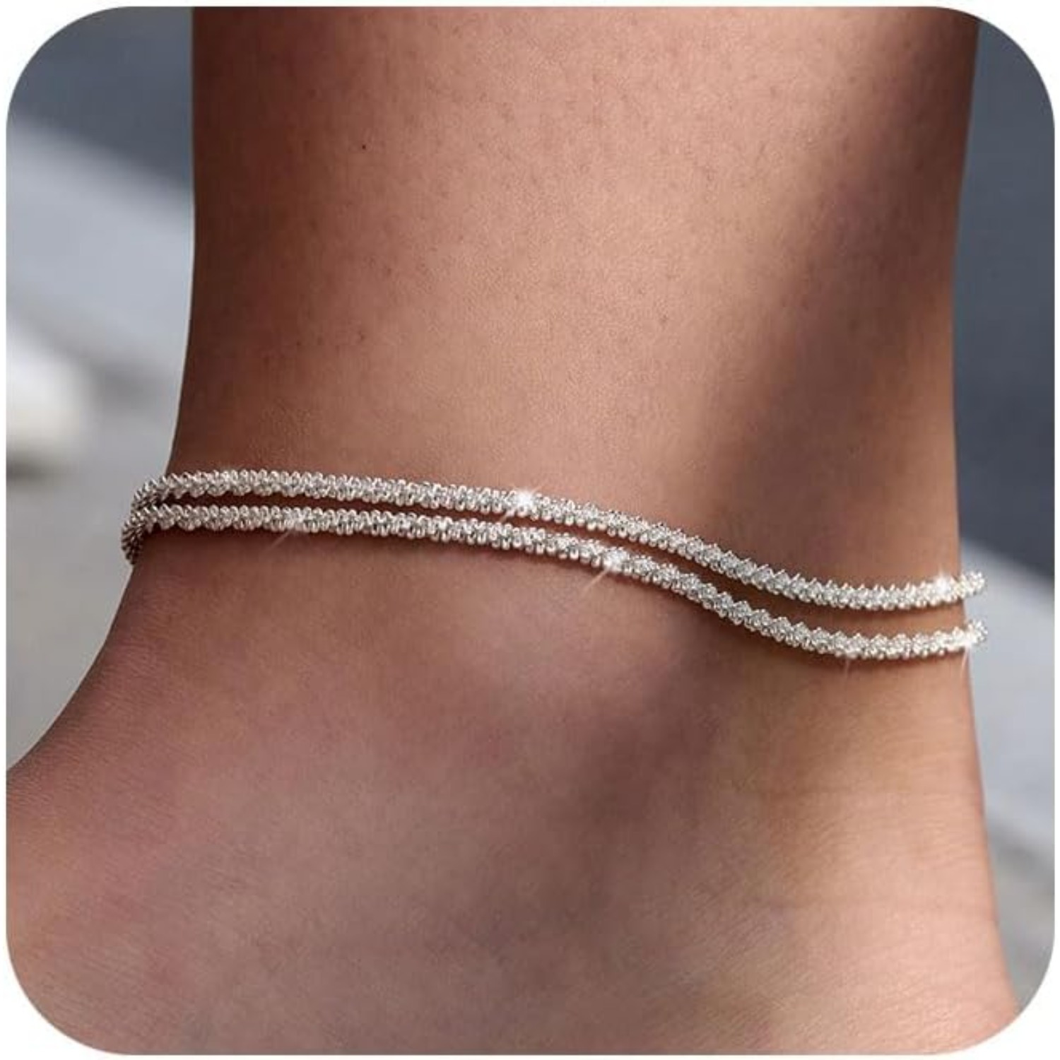 

Ankle Bracelets For Women: Dainty Layered Waterproof Anklet For Women Adjustable Womens Anklet Set Stackable Turquoise Beaded Cuban Link Anklets Beach Jewelry For Women