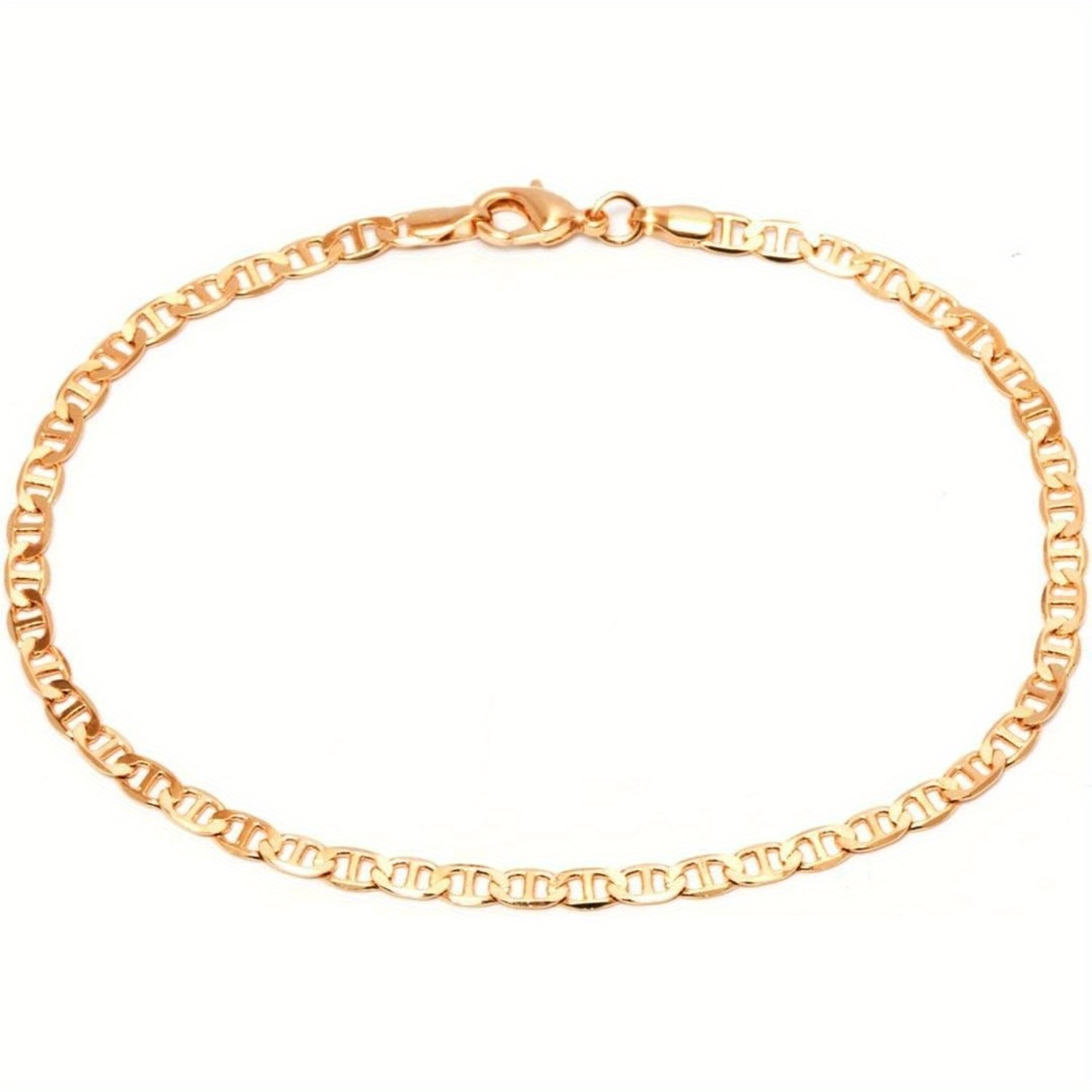 

Golden Anklet For Women Flat Mariner Anklet Plated Flat Marina Link Anklet For Women - Made In Brazil