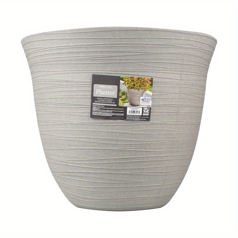 

19" Wide Round Resin Planter Cement Color