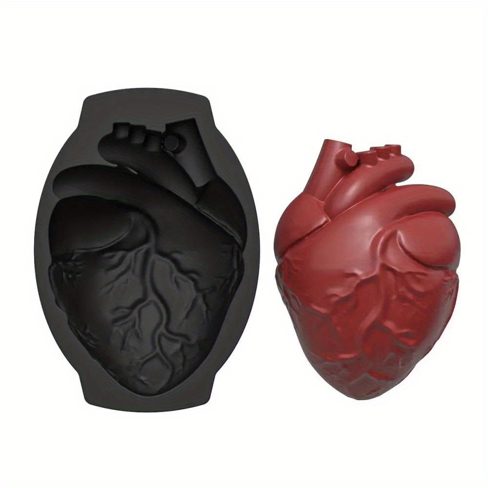 

Silicone Heart Mold With Human Brain Design - Large Volume, Support Base, Thickened Organs - Perfect For Halloween Cakes, Chocolate Pudding, And More - Kitchen And Baking Supplies