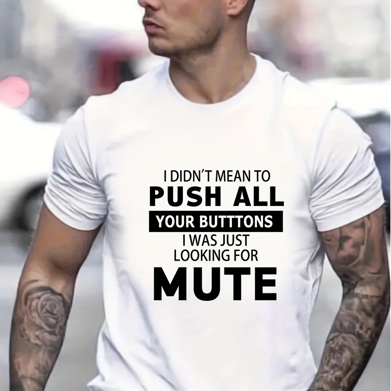 

1 Pc, 100% Cotton T-shirt, Personalized Slogan Pattern Men's T-shirt, Stylish Street Style Tee, Loose Comfy Chic Casual Top, Plus Size Men Clothing