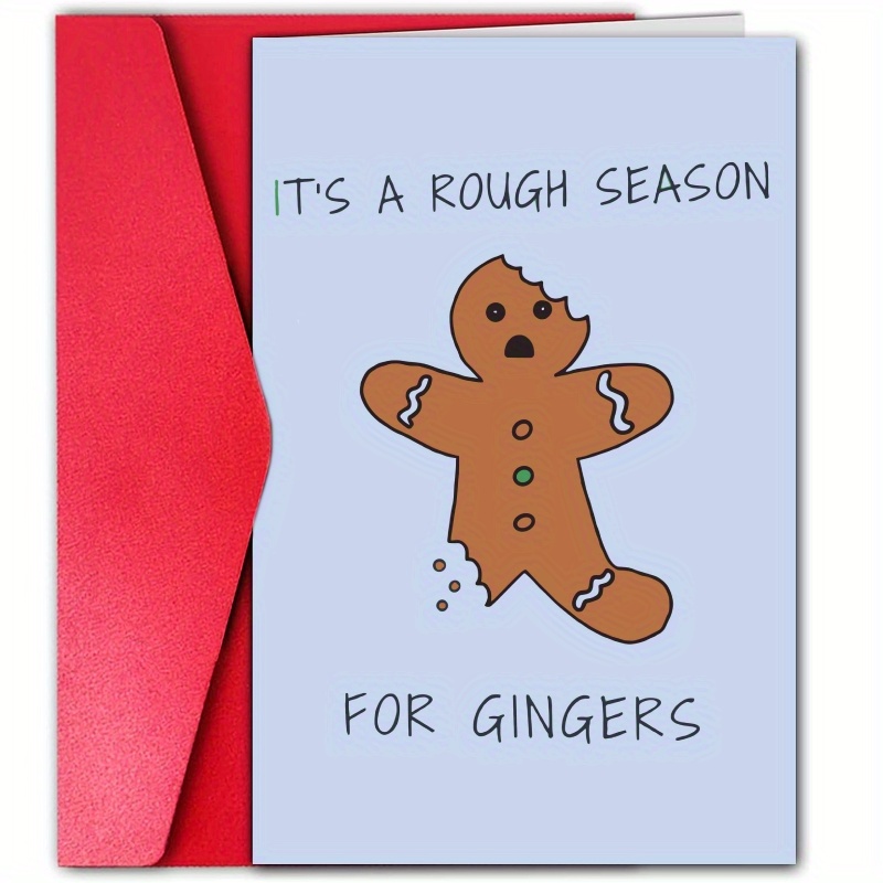 

Funny Ginger Christmas Card - Perfect For Husband, Wife, Mom, Son, Boyfriend - Unique Holiday Greeting & Gift Idea