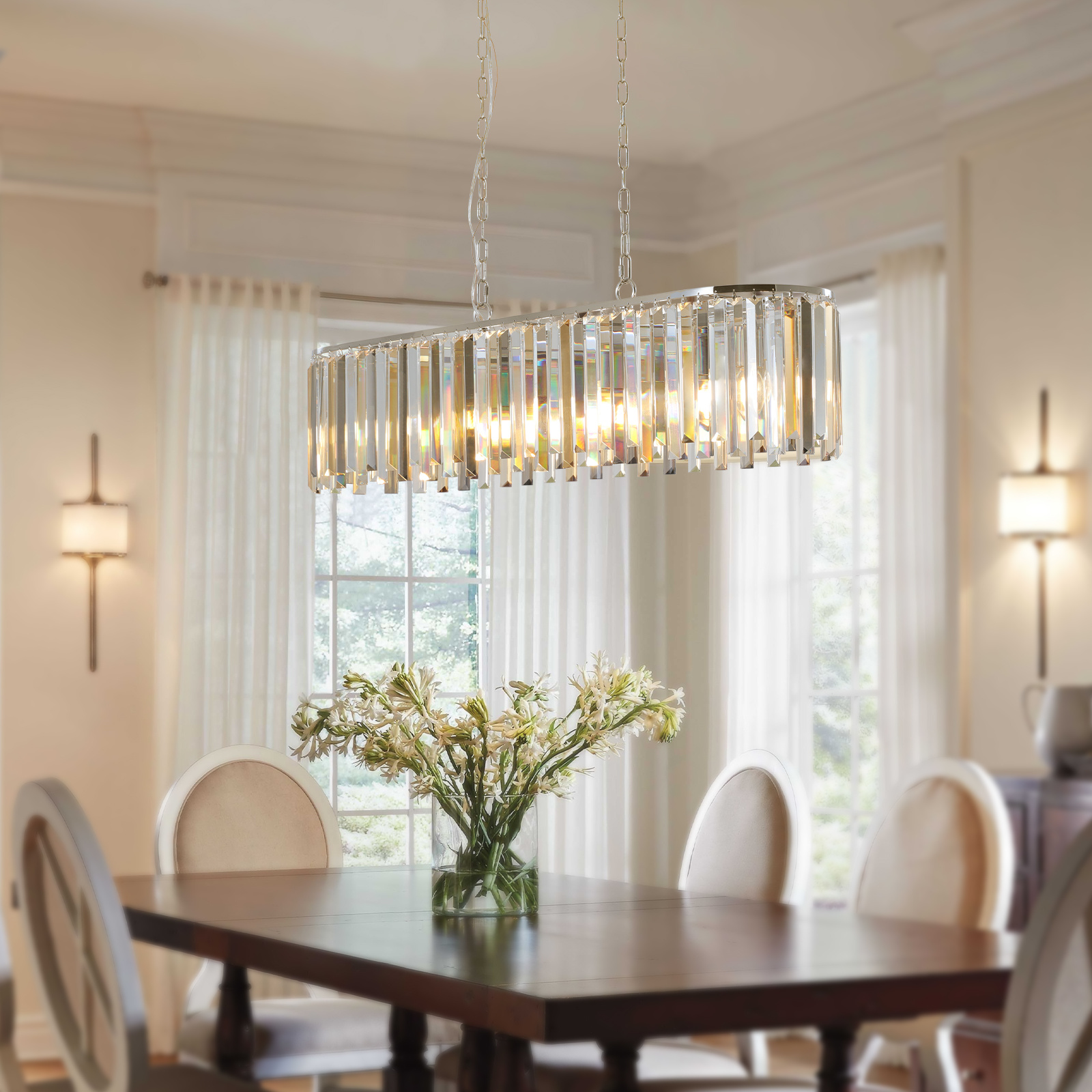 

Modern Oval Crystal Ceiling Chandelier Luxury Home Decor Light Fixture