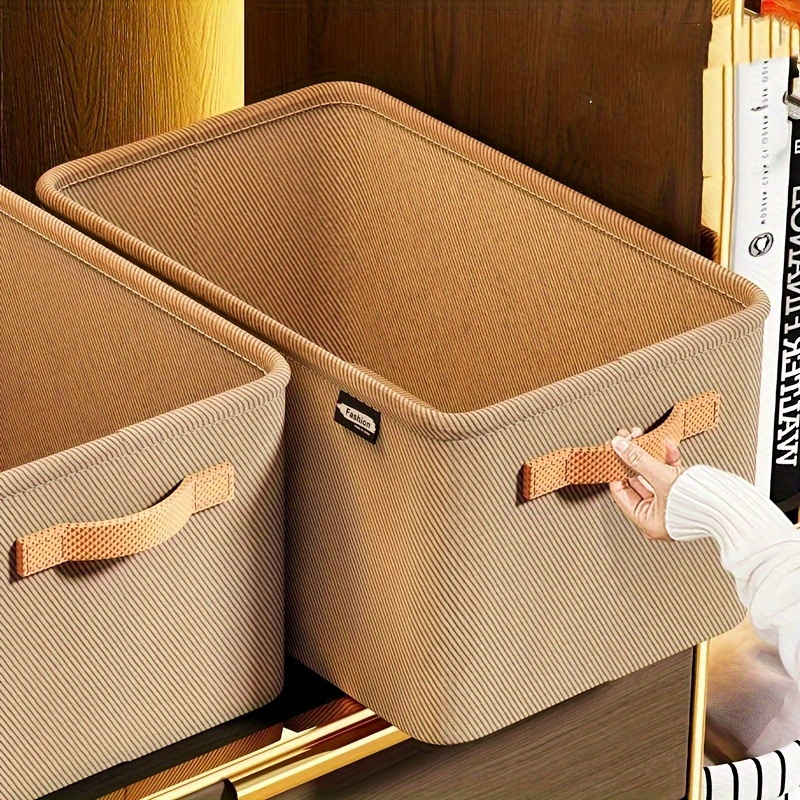 

1pc Multi-purpose Versatile Fabric Storage Box For Clothes, Pants & Toys, Classic Style Organizer With Handles, Household Storage And Organize Tool