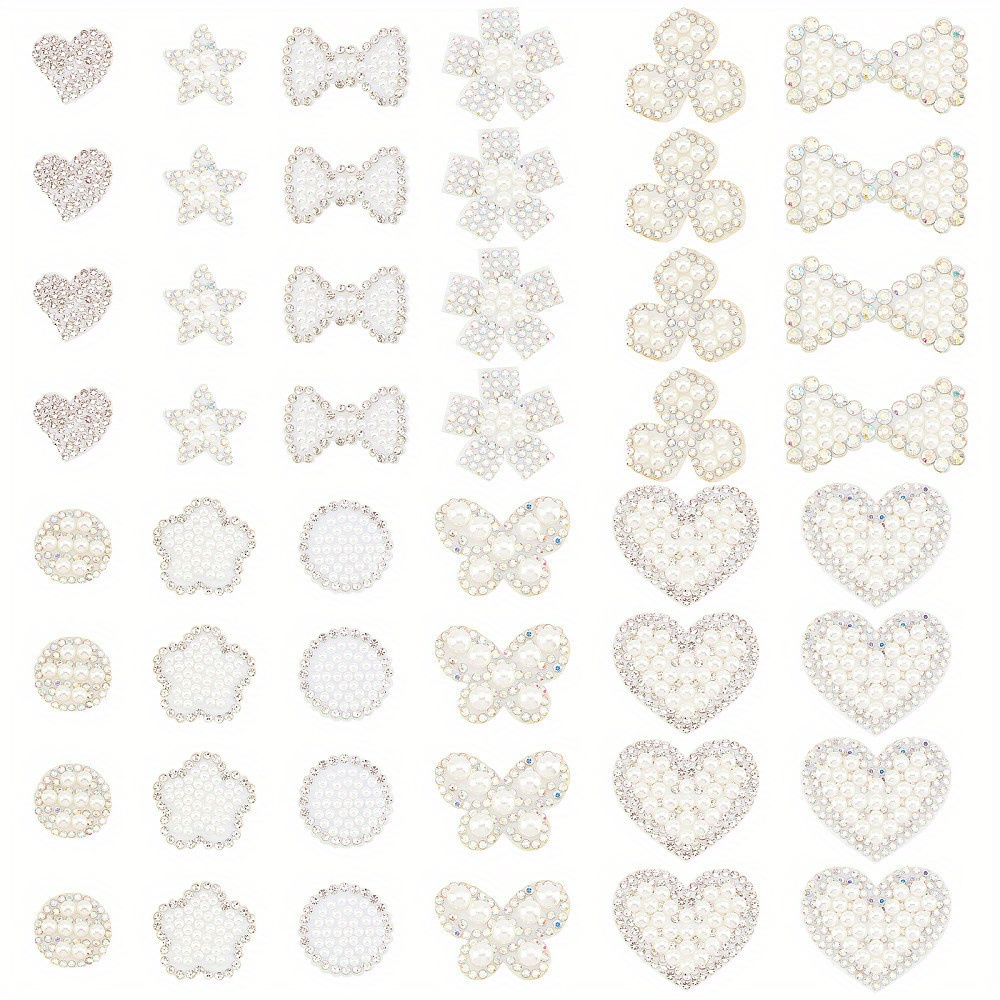 

48pcs 12 Styles Patches Starfish Bowknot , Glittered Plastic Applique Embroidery Applique For Sewing Diy Crafts Clothes