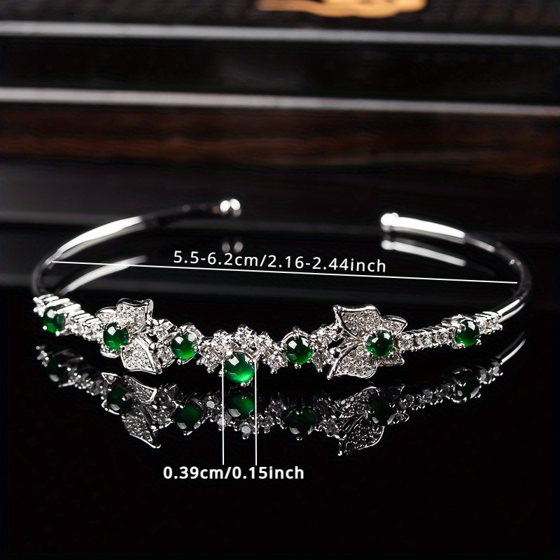 1pc 925 silver inlaid    ite   ice   with green   ladies bracelets ladies   be freely adjusted and simple diy bracelets   sent as test certificate gifts details 2