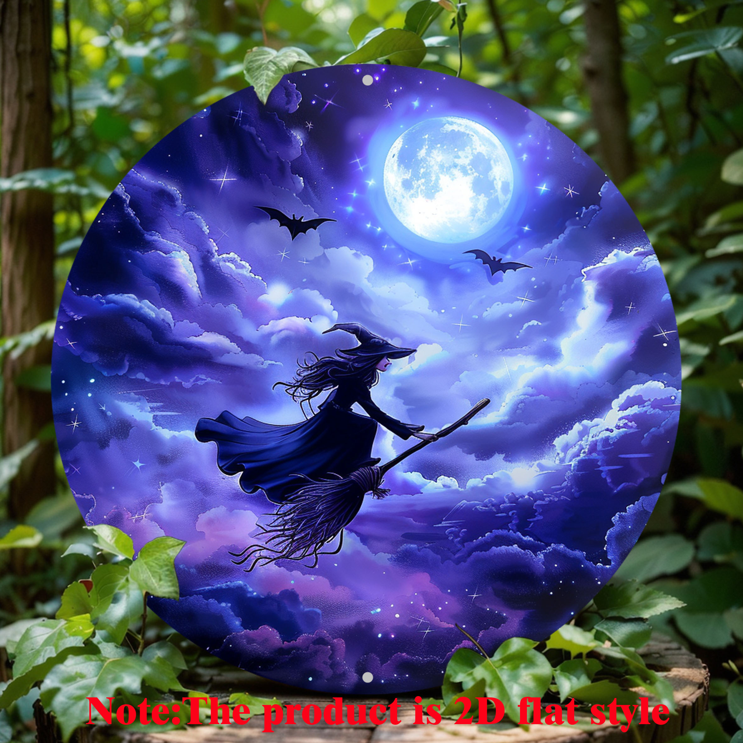 

On Broomstick Wreath Sign - 8x8" Round Aluminum Decor For Home, Cafe, & Living Room - , Easy-to- - Halloween & Christmas Gifts