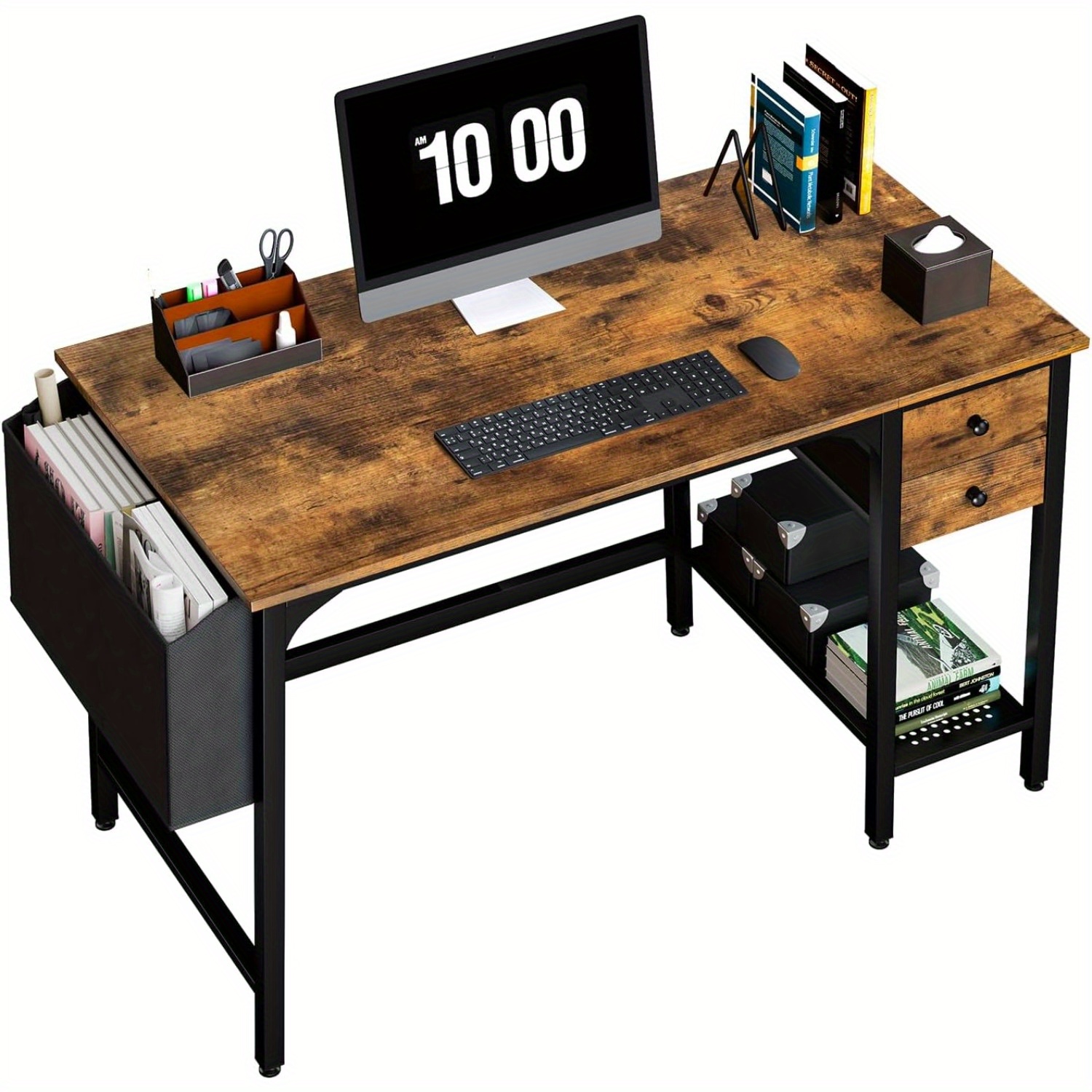 TEMU Lufeiya Computer Desk With Fabric Drawers - 40 Inch Work Small Desk For Bedroom Home Office, Simple Study Writing Table Pc Desk Fabric Drawers,