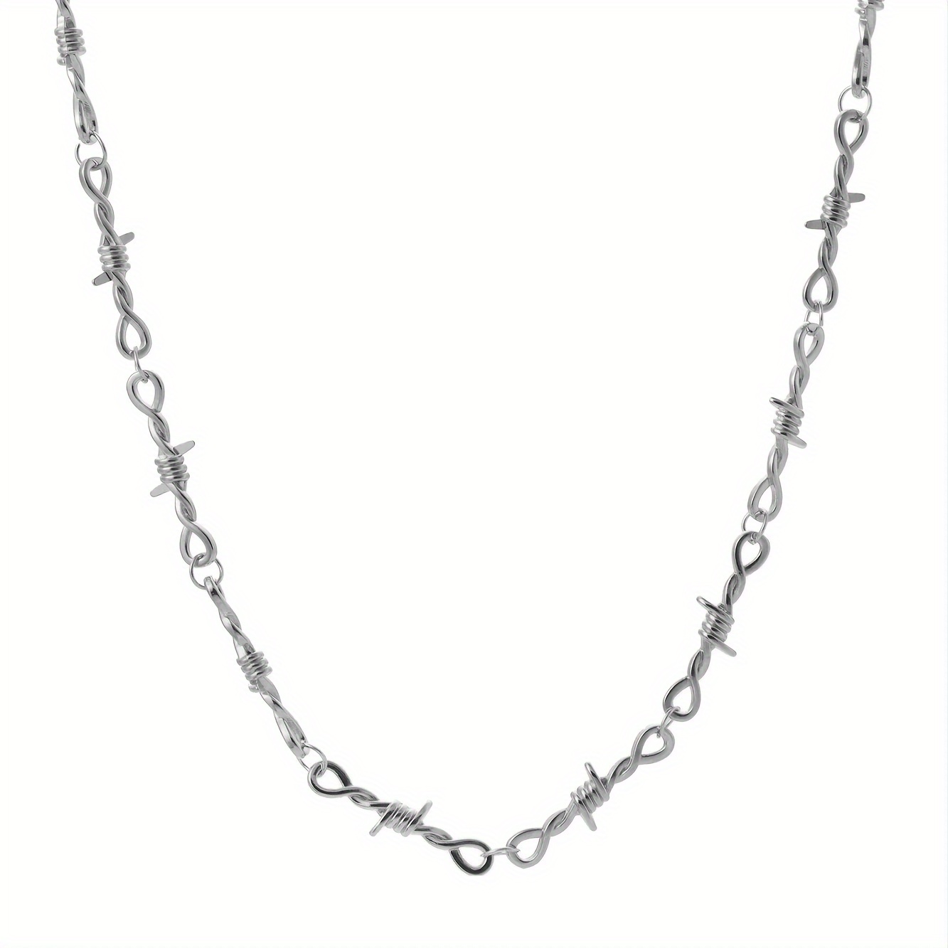 punk twist spiked thorns metal barbed wire chain necklace - Temu