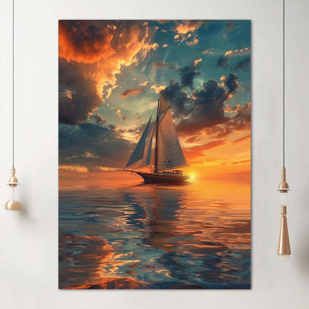 

Anime Sunset Sailing Boat Canvas Wall Art: High-quality Prints For Home Decor - Perfect Gift And Decoration