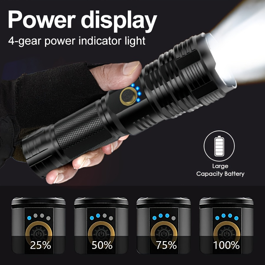 

2024 High- Tactical Flashlight With Ultra-high , Flexible Switching Of 5 Light , Wide Range, Ideal For Camping, Hiking, , And Home Emergencies