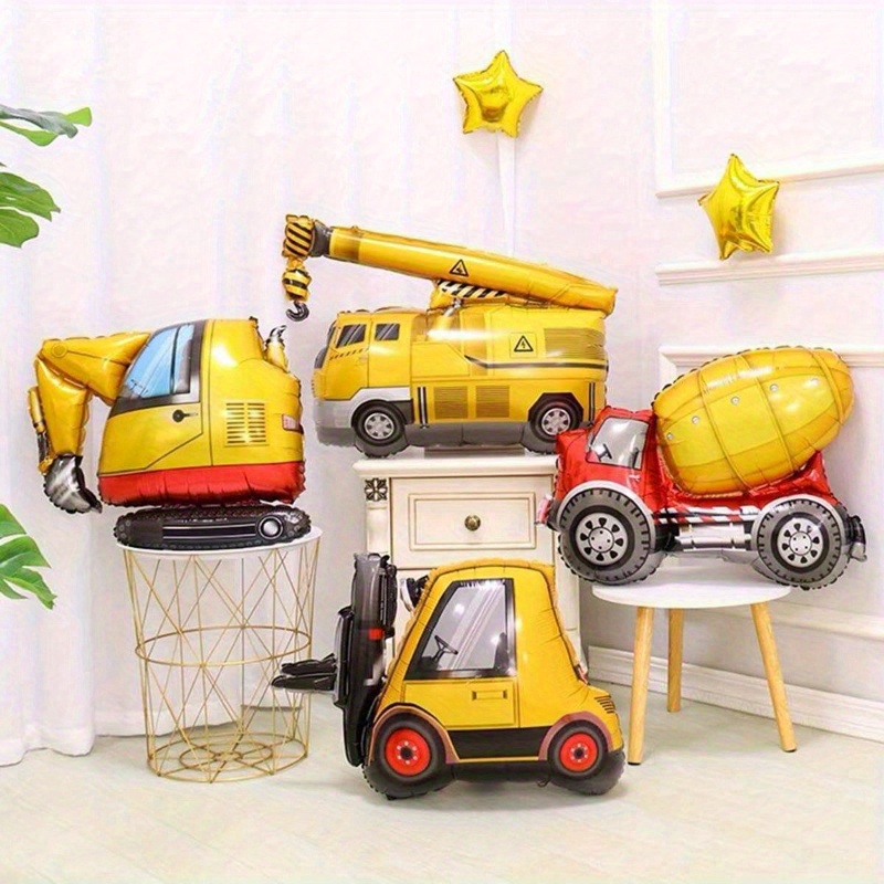 

4- Vehicle Aluminum Film Balloons Set, , , Excavator, And Forklift For Decoration, Age 14+