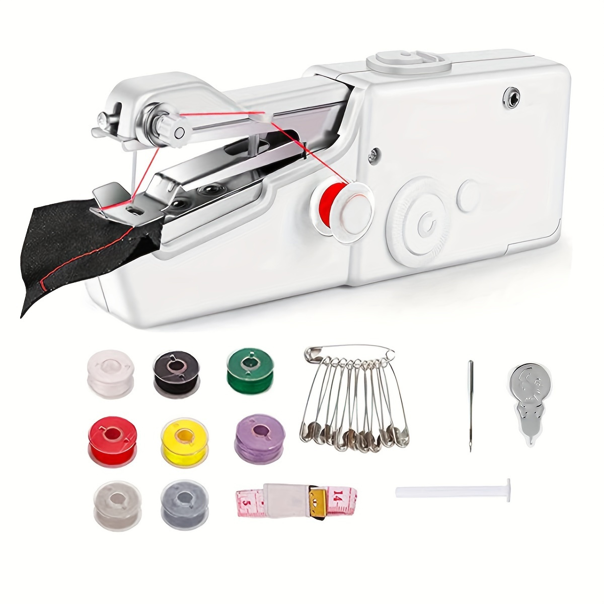 

1pc Portable Electric Hand Sewing Machine, Fast Stitching Mini Sewing Machine For Home, Travel, And Diy, White, Sewing Tools Accessories
