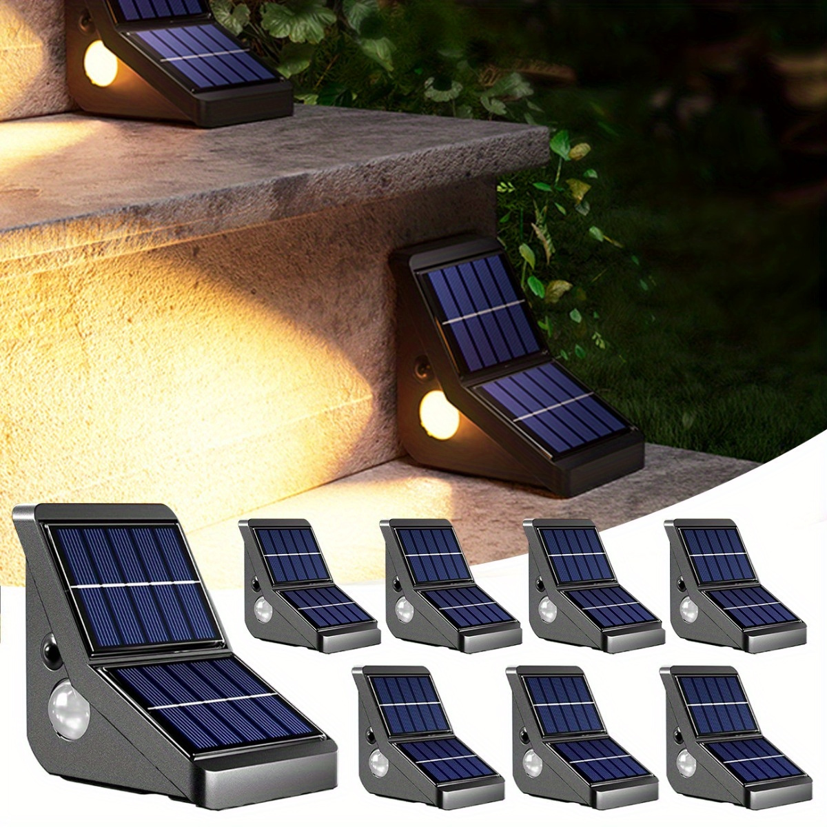 

Jackyled 8 Pack Solar Step Lights For Outside, Outdoor Solar Lights With 3 Color Light, Waterproof Solar Deck Lights, Stair Lights Solar Powered For House Garden Yard Sideway (warm/cool/neutral White)