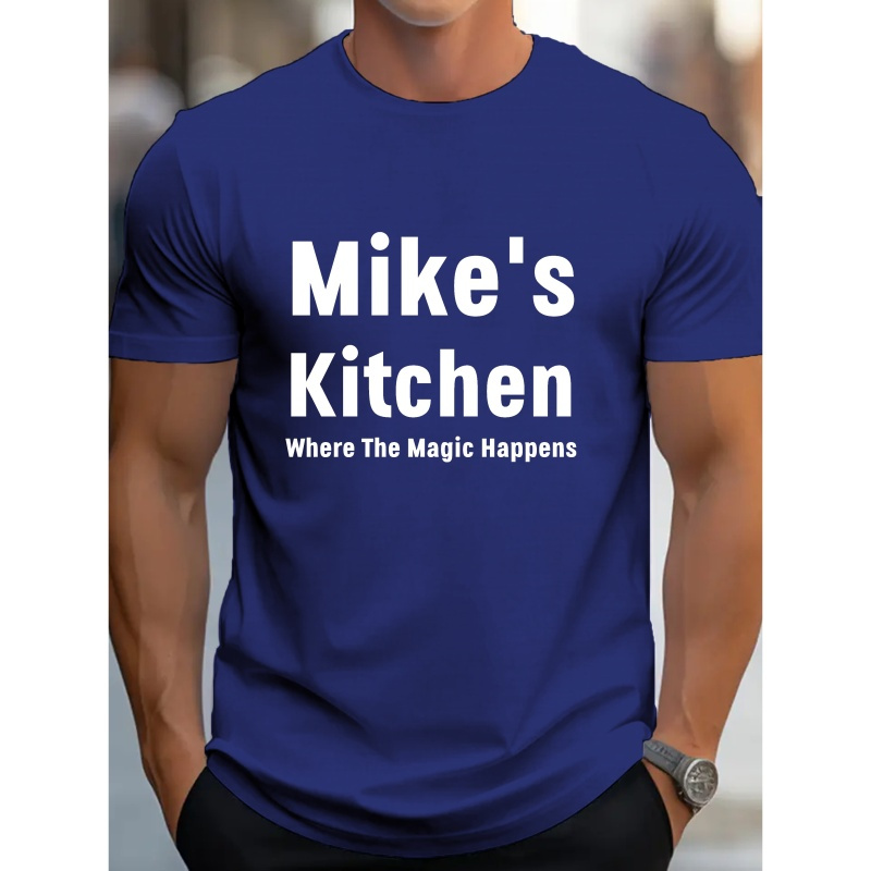 

's Kitchen Graphic Tee - Casual Short Sleeve T-shirt For Men, Breathable Polyester, Machine Washable - Summer, Print, Tee Shirt